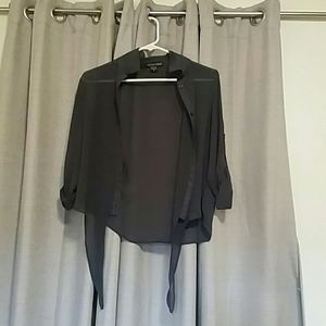 Sheer button up crop top